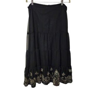 Vintage Gypsy Black Midi bohemian skirt